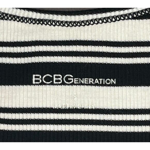 BCBGeneration Black White Stripe Stretch Knit Tank Midi Sundress Small - Picture 6 of 8